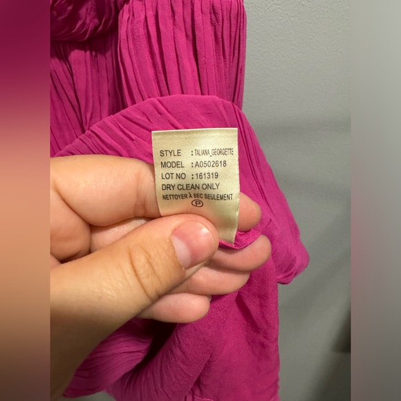 Theory Taliana Georgette Dress Rubellite Pink One Shoulder Bubble Hem Women’s 8 - Picture 7 of 8